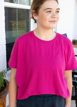 Favorite Fit Slouchy Athletic Top- Plum Pink
