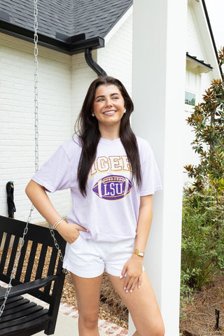 LSU Tigers Football Tee- Orchid