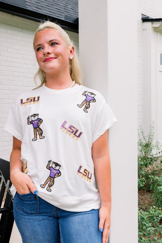 Emily LSU Mixed Icons Top