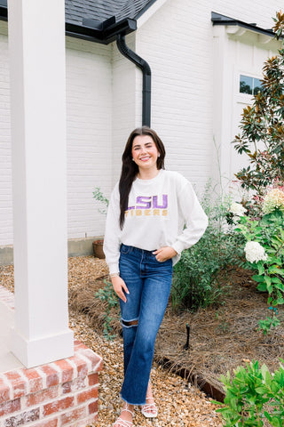 Sarah LSU White Long Sleeve