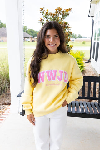 WWJD- Mock Neck Yellow