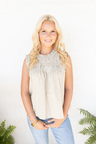 Hay Stack Smocked Gingham Blouse