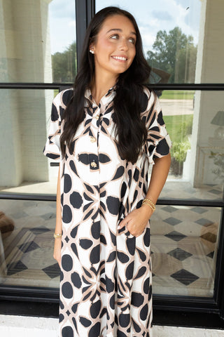Tangy Black Print Dress