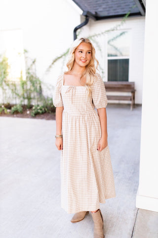 Porch Swing Gingham Midi Dress