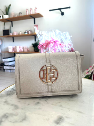 Cecilia Circle Logo Handbag Pearl