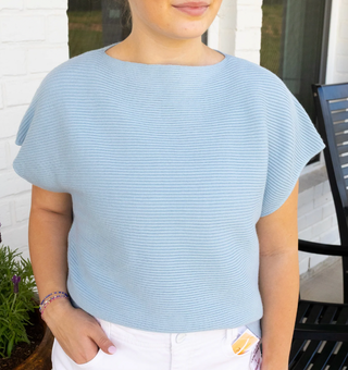 Robbin The Eggs Knit Sweater Blouse- Baby Blue