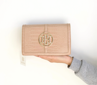 Cecilia Circle Logo Handbag Latte Snake