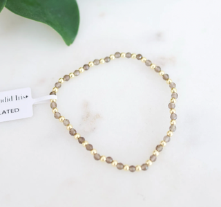 Gold Beaded Bracelet with Brown Stone Accents