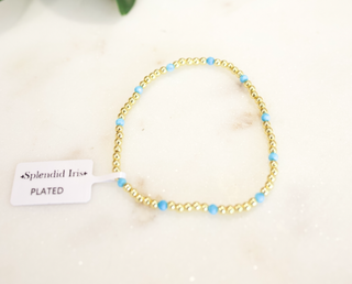 Gold Bead and Blue Stone Bracelet