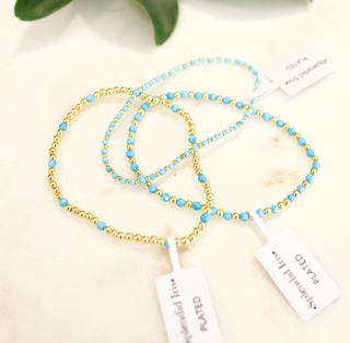 Gold Bead and Blue Stone Bracelet