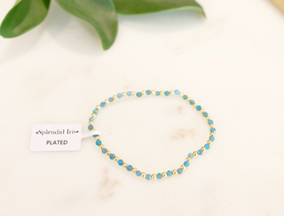 3mm Gold Bead Bracelet with Colorful Stone Accents