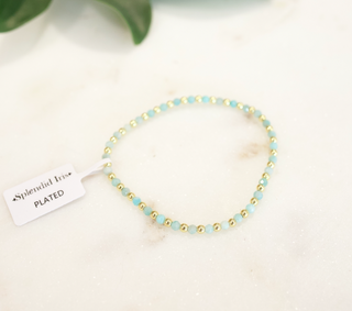 3mm Gold Bead Bracelet with Colorful Stone Accents