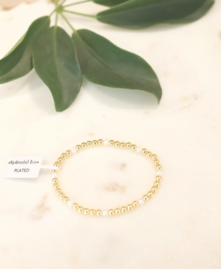 4mm Gold Bead and Pearl Bracelet