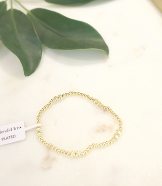 3mm Gold Beaded Bracelet with Textured Bead Accents