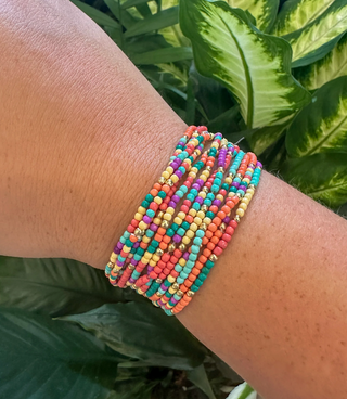 Lilac/Blue/Coral Bead Bracelet