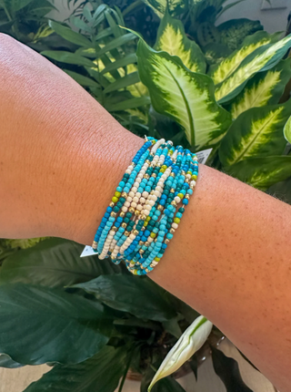 Blue/White/Green Bead Bracelets