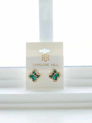 Coronado Clover Cluster Stud Earrings- Green