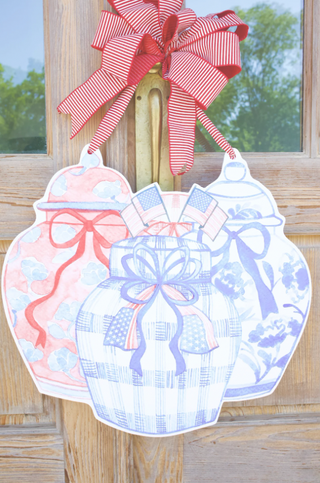 Patriotic Ginger Jars Door Hanger
