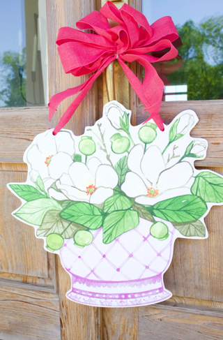 Pink and White Magnolia Door Hanger