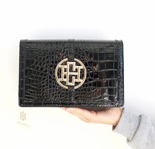Cecillia Circle Logo Handbag Black Snake